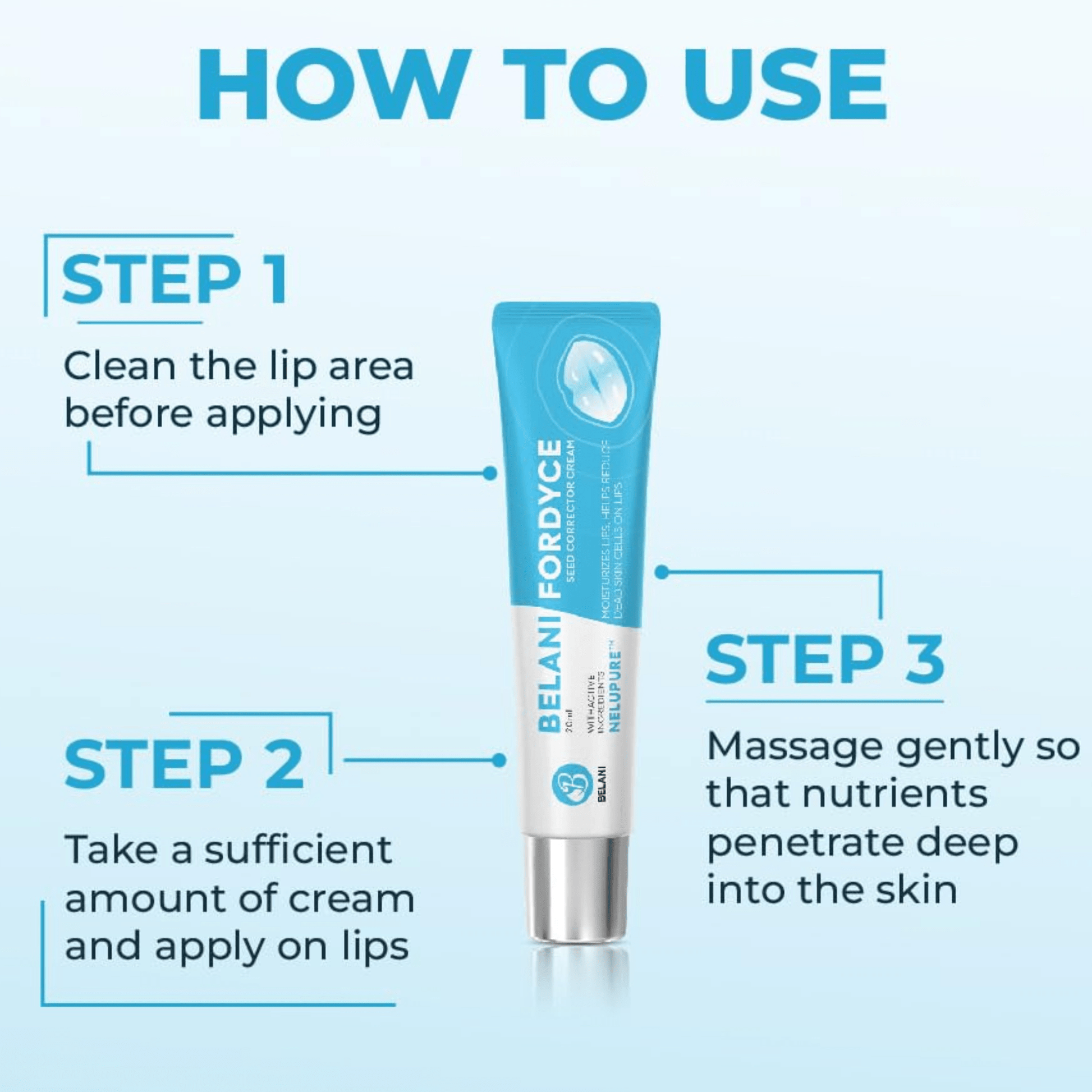 Belani Fordyce Spots Lip Cream, Traitement hydratant pour lèvres foncées, Graines de Fordyce 0,7 fl oz