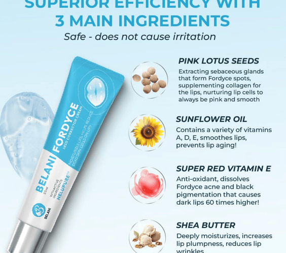 Belani Fordyce Spots Lip Cream, Traitement hydratant pour lèvres foncées, Graines de Fordyce 0,7 fl oz