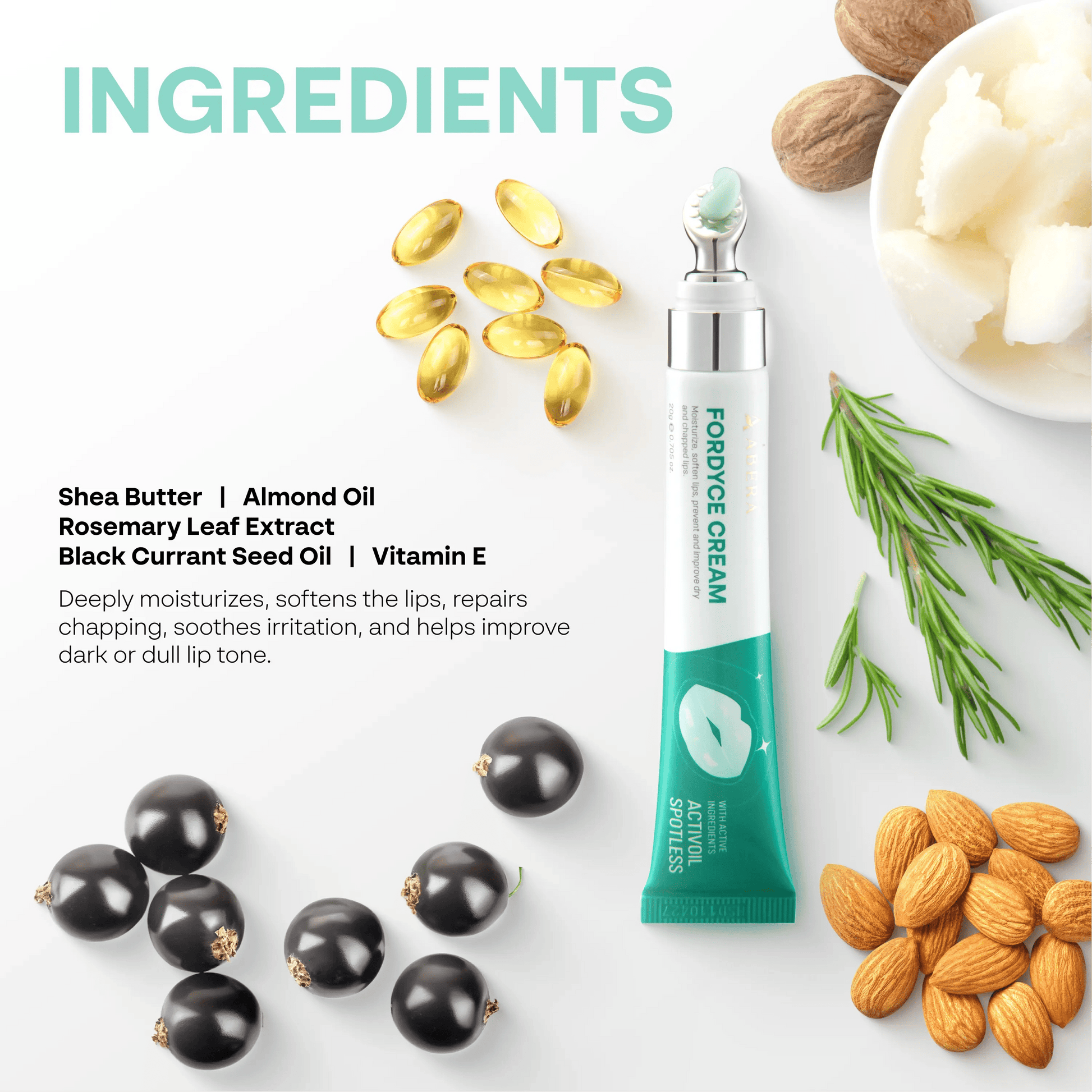 Abera Fordyce Cream – Advanced Formula with HPR (Next-Gen Retinoids), For Lip Acne, Dry, Chapped Lips (0.7 Oz)