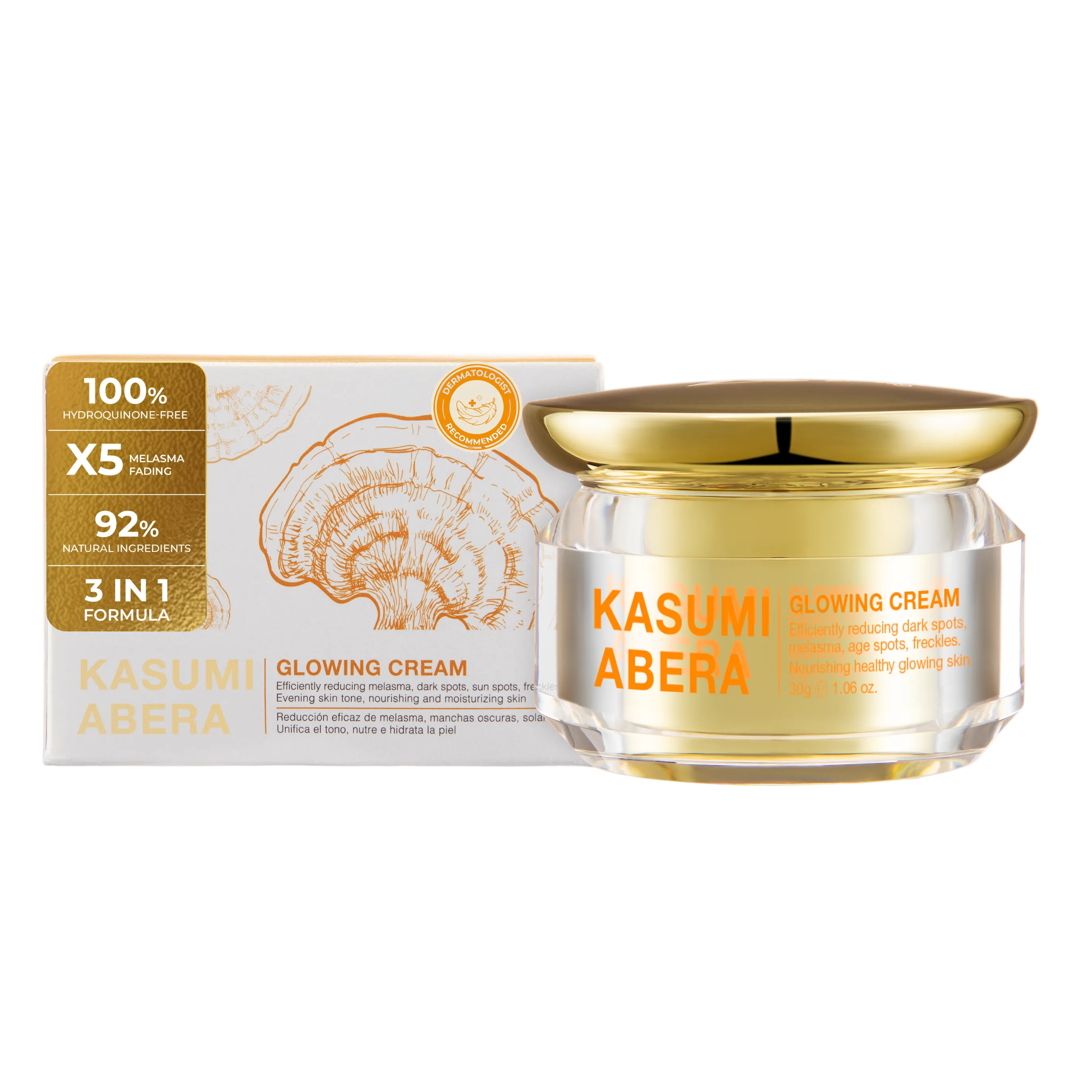 ABERA Kasumi Glowing Cream - Dark Spot Remover for Face & Body - Powerful Hyperpigmentation Treatment with Korean Red Ginseng, Niacinamide & HA - Advanced Dark Spot Corrector for All Skin Types