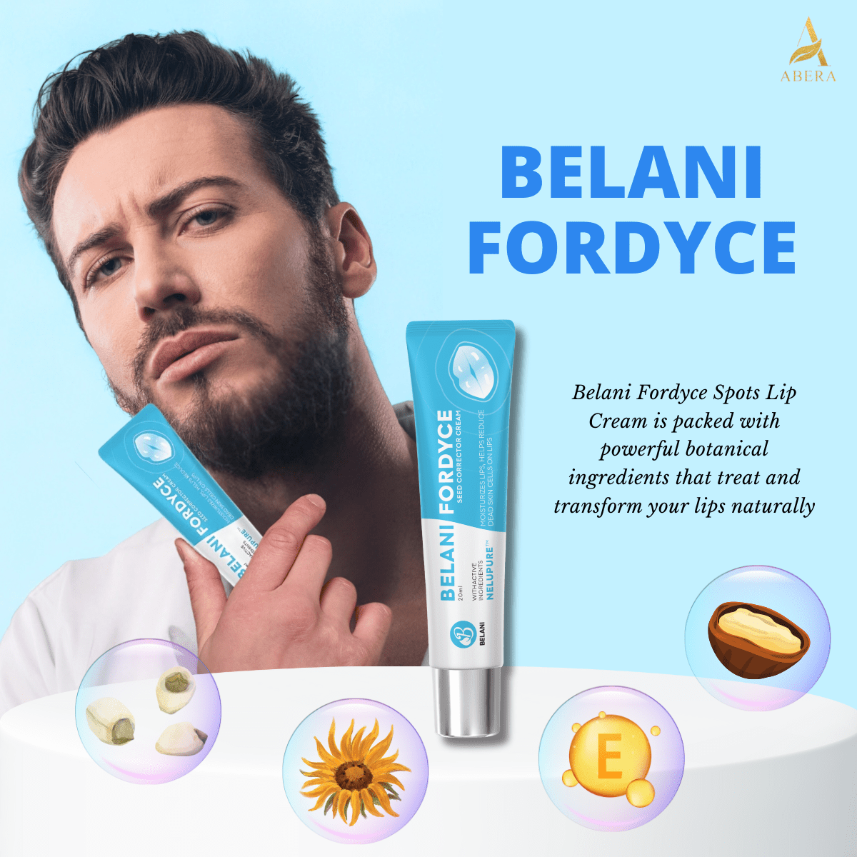 CA - Belani Fordyce Seeds - Crème éclaircissante pour les lèvres foncées, gommage pour les lèvres et taches de Fordyce, lèvres gercées ou pigmentées, baume hydratant pour le soin des lèvres – 20 ml